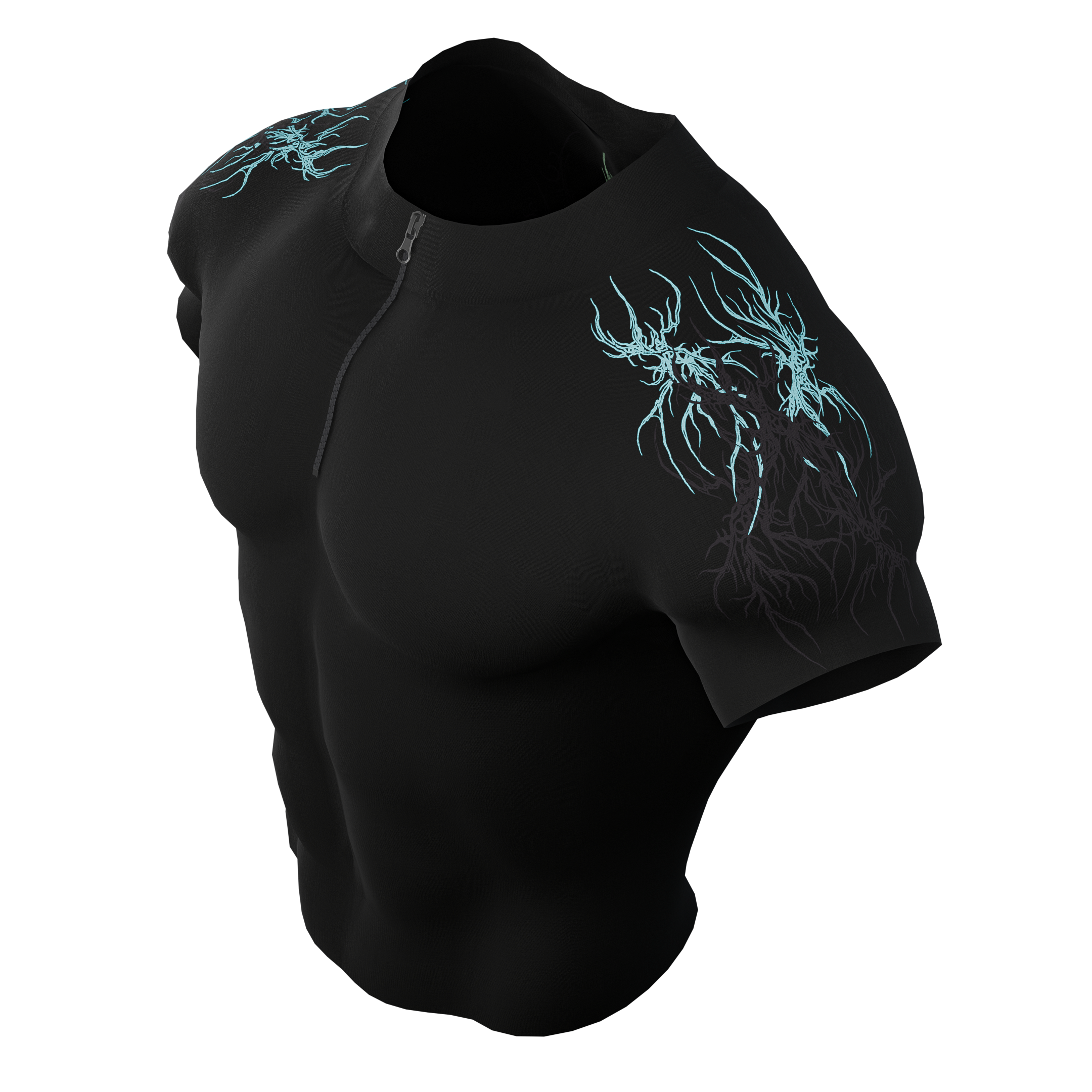 Prime Arc Zip Compression Tshirt Half Sleeve - Blue/Black