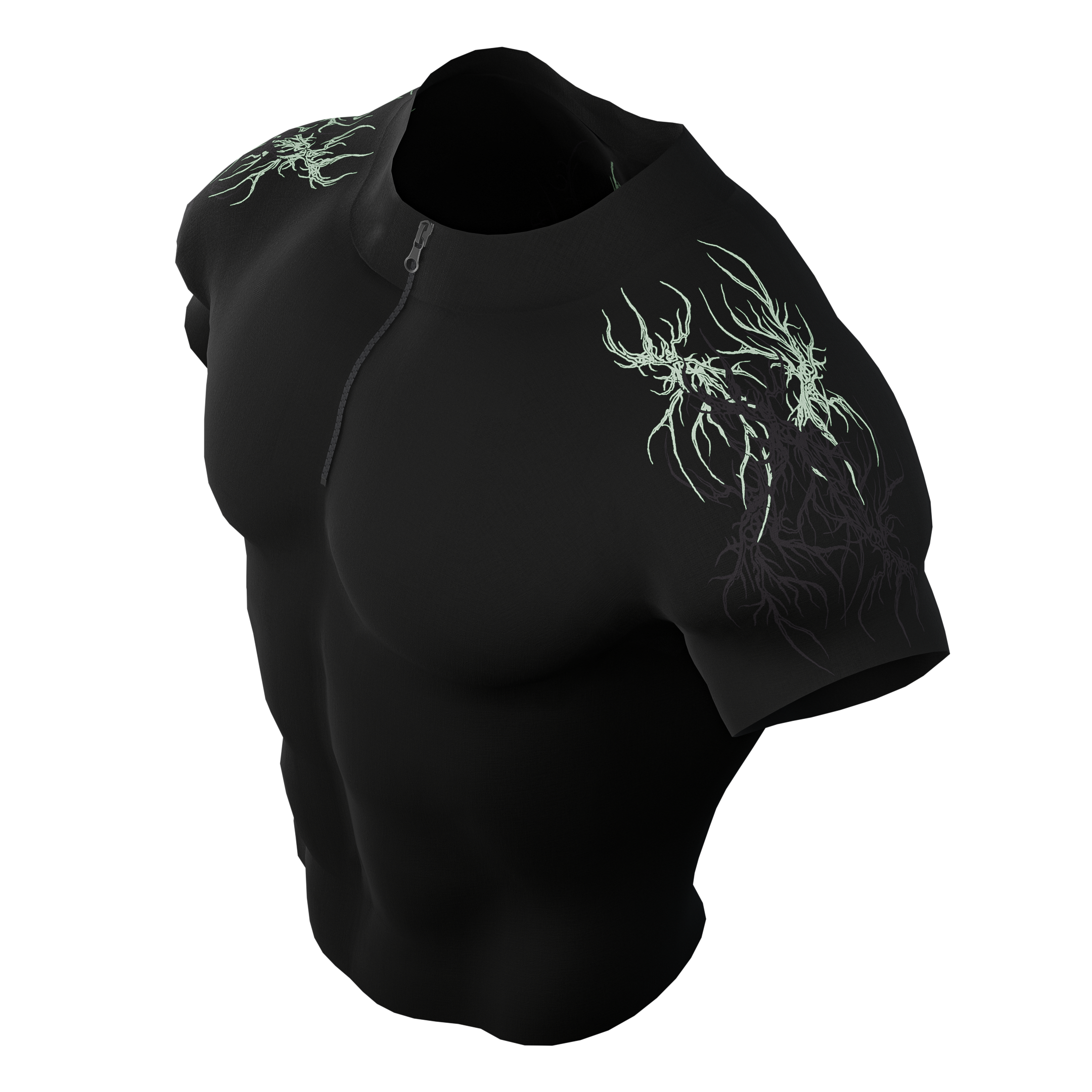 Prime Arc Zip Compression Tshirt Half Sleeve - Green/Black