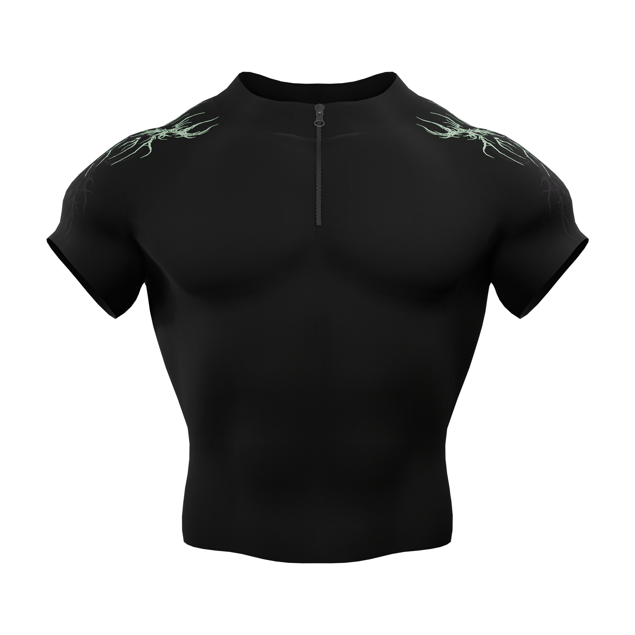 Prime Arc Zip Compression Tshirt Half Sleeve - Green/Black