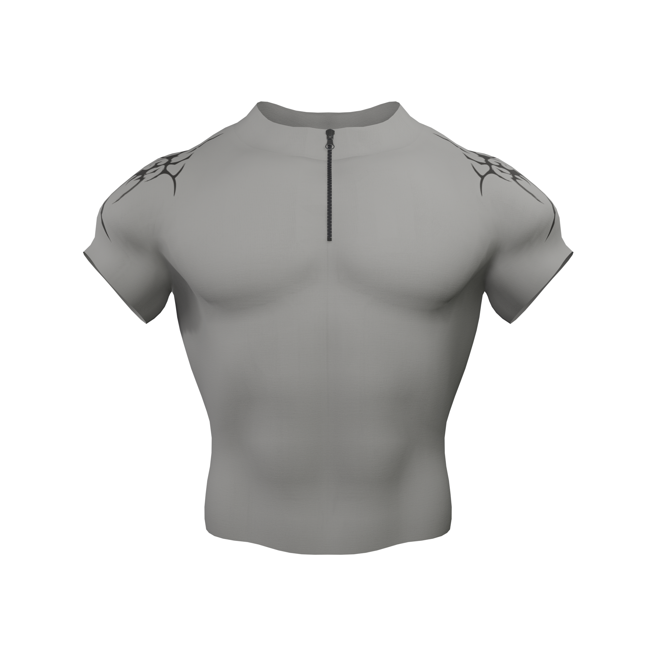 Titan Zip Nylon Compression Tshirt Half Sleeve - Grey