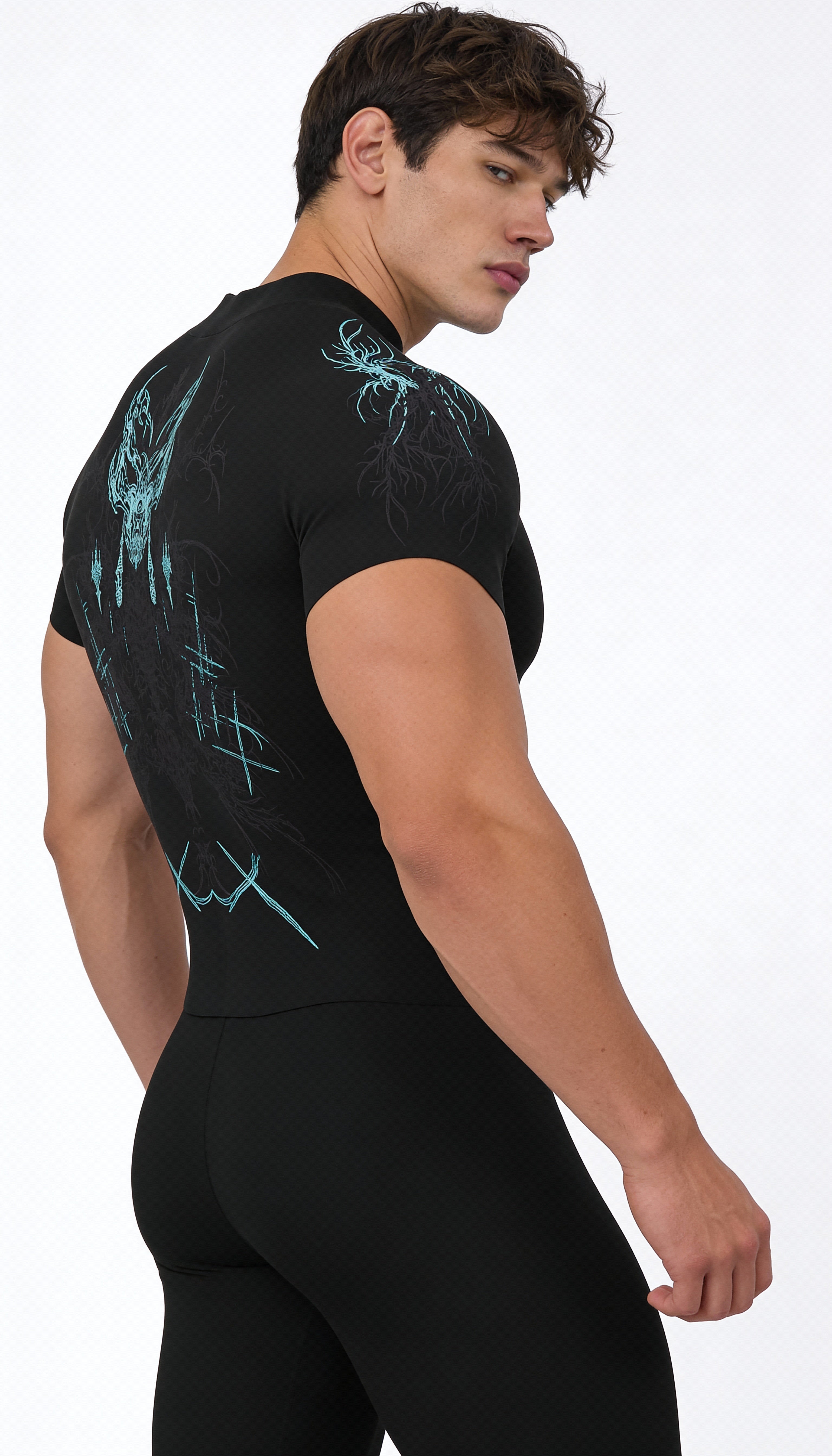 Prime Arc Zip Compression Tshirt Half Sleeve - Blue/Black