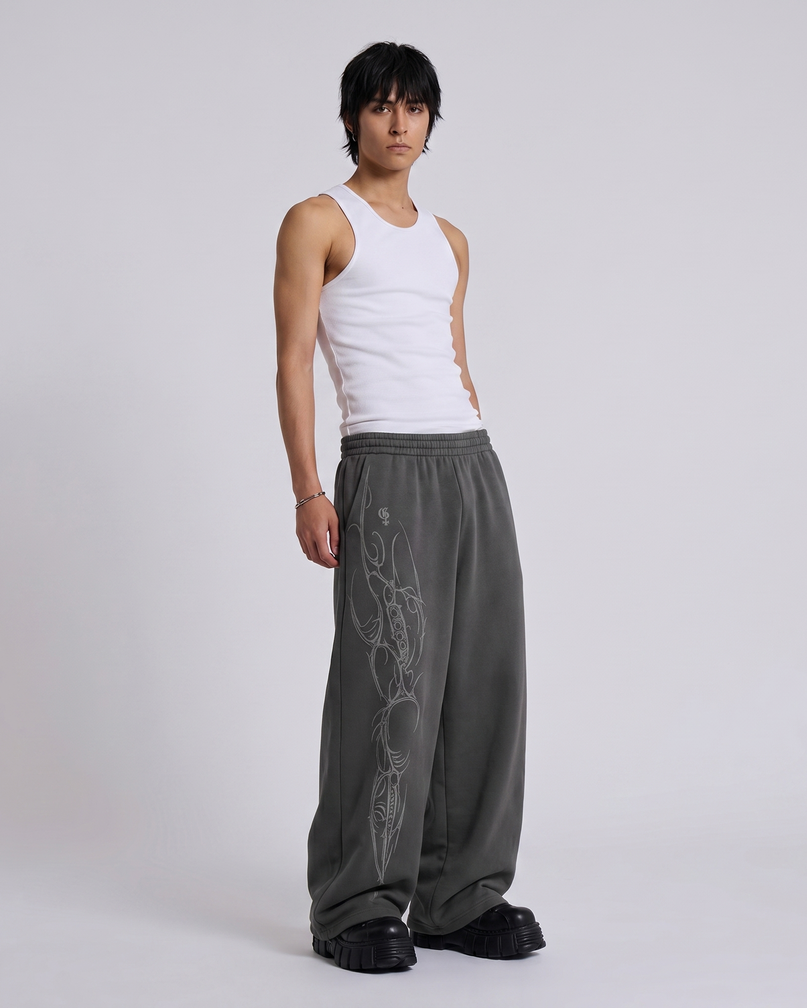 Strix Dark Grey Unisex Straight Fit Baggy Pants